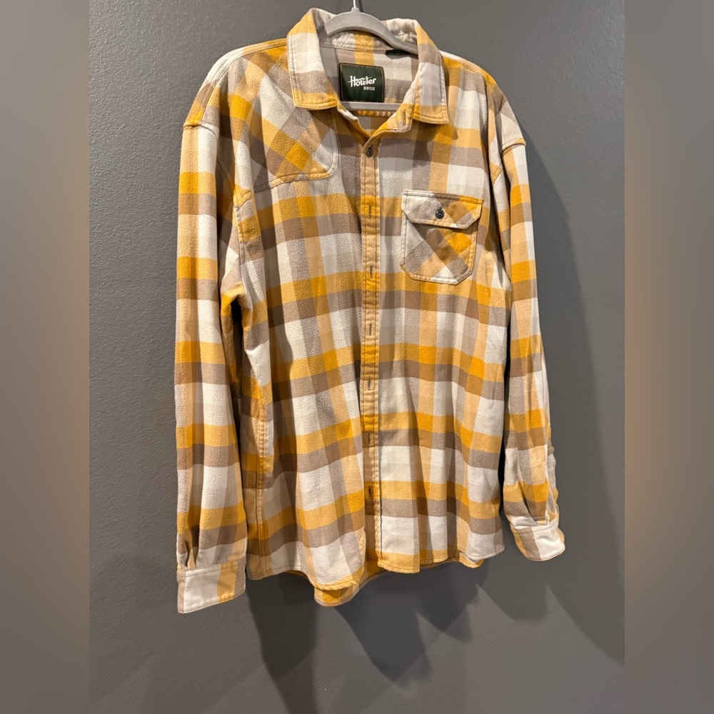 Howler Brothers Yellow and Cream Plaid Shirt